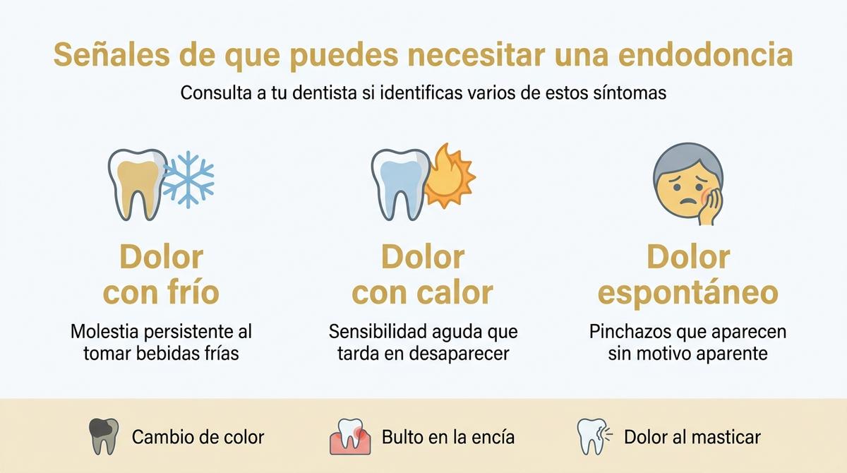 Infografía con las principales señales de que se puede necesitar una endodoncia.